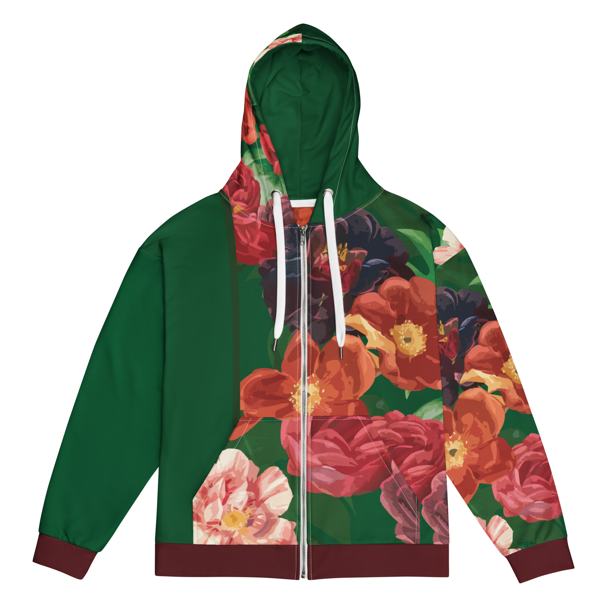 Vintage Flowers Zip Up Hoodie - Image 3