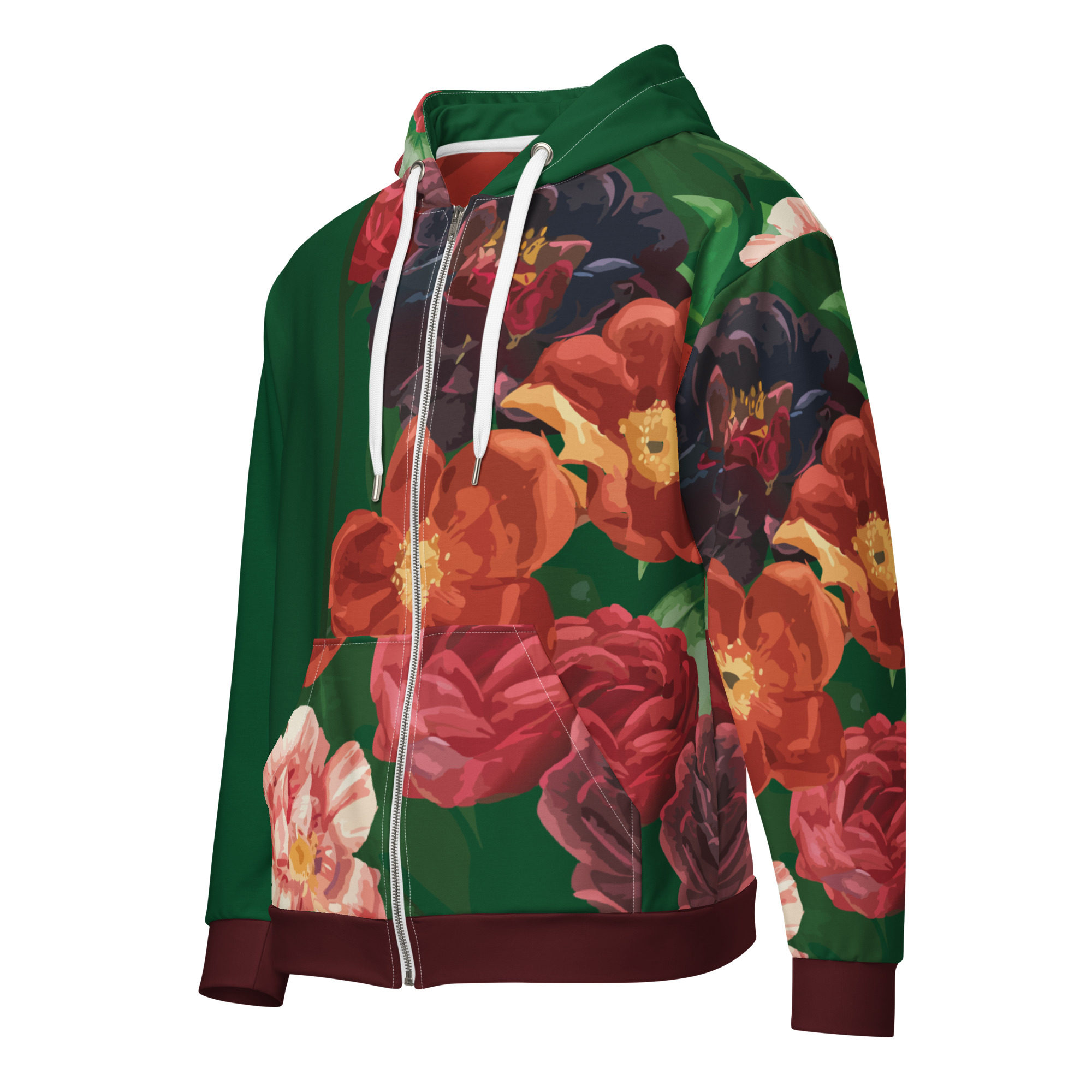 Vintage Flowers Zip Up Hoodie